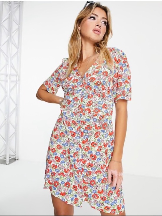 Nobody'S Child Dresses & Skirts - Nobody’s Child Alexa Floral Mini Dress Button Front Red Blue Size 20